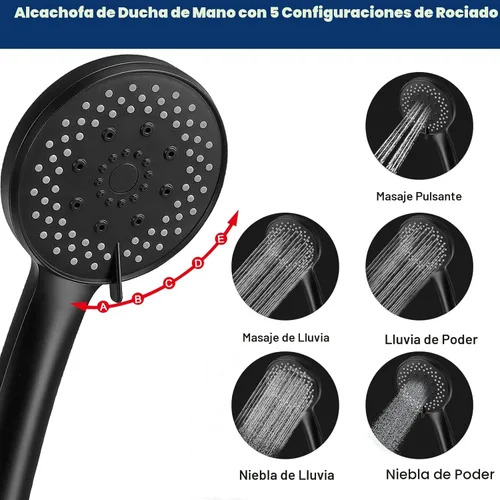 Miniatura 5 de NearMoon Cabezal de ducha de lluvia filtrado, cuadrado de alta presión de 8 pulgadas y 5 ajustes de filtro de ducha de mano combinado con soporte