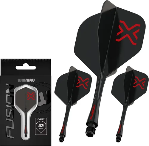 Miniatura 18 de Dardos Winmau Fusion Sistema Integrado de Vuelo y Eje - Forma y Diseño No.2 - Disponible en Corto, Intermedio y Mediano - Claro, Rojo y Morado