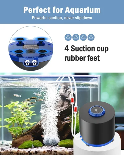 Miniatura 5 de AQQA Bomba de aire para acuario, silenciosa y potente bomba de aire para tanque de peces de 3 W/6 W/10 W con doble salida de acero inoxidable, bomba