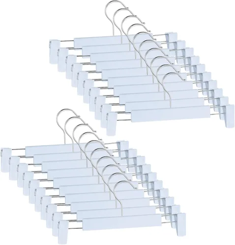 Miniatura 8 de Paquete de 30 perchas para pantalones con clips antideslizantes ajustables, gancho para colgar pantalones, faldas, jeans, perchas de ropa