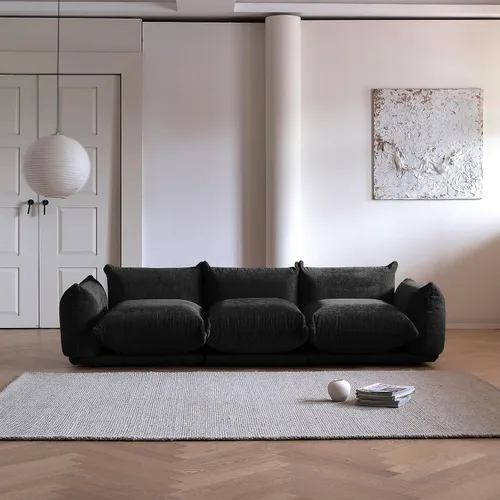 Miniatura 18 de WJShome - Sofá seccional modular, sofá de chenilla de 264 cm de lana minimalista, sofá convertible de 3 plazas, sofá de sala de estar ancho