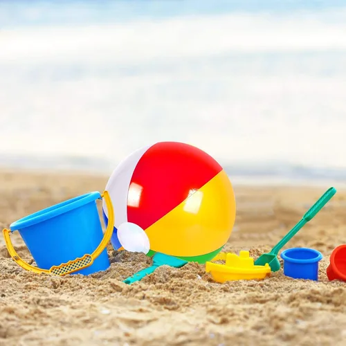 Miniatura 5 de Coopay Paquete de 50/100 bolas inflables de playa clásicas de arco iris, para piscina, decoración de fiesta de playa, juegos de agua de verano