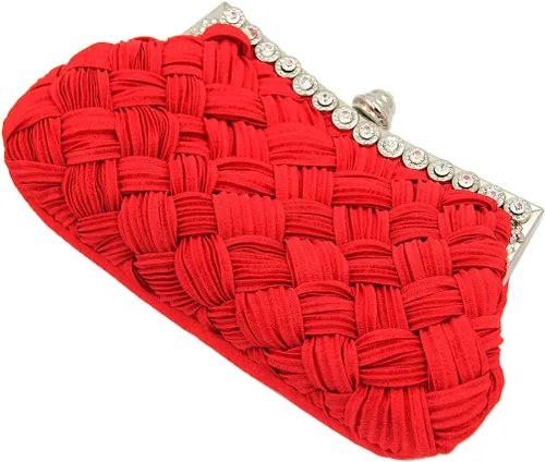 Miniatura 3 de Elegante bolso de noche de embrague de diamantes de imitación plisados trenzados - diferentes