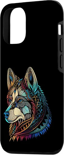 Miniatura 2 de iPhone 12/12 Pro Floral Flower Cute Dog Face Head Colorful Mandala - Funda Husky