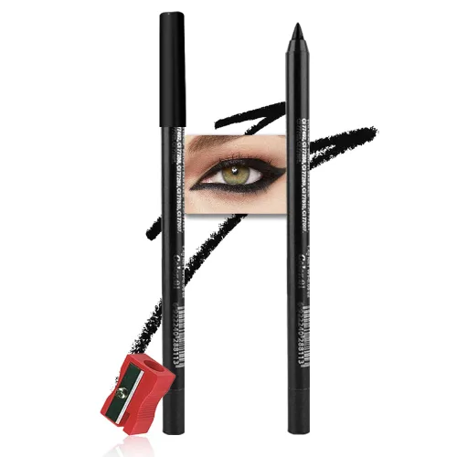 Kaely Lápiz Delineador de Ojos en Gel para Mujeres, Delineador de Ojos Negro Natural Impermeable a Prueba de Manchas con Sacapuntas, Delineadores de