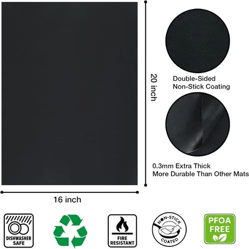 Miniatura 2 de Revestimientos de horno para la parte inferior del horno/horno eléctrico/horno de gas/horno tostador, alfombrilla antiadherente para la parte Negro