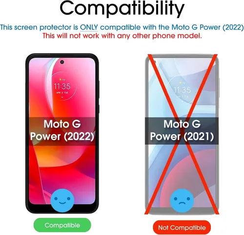 Miniatura 2 de amFilm - Protector de pantalla de vidrio templado para Moto G Power 2022 (3 unidades), 0.010 in de grosor, transparente HD, sin arañazos, sin