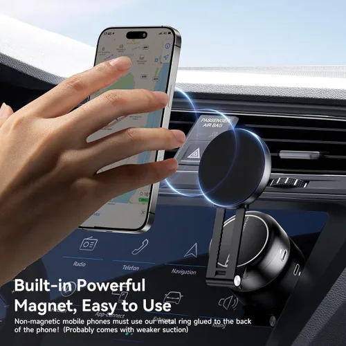 Miniatura 4 de Soporte magnético de teléfono eléctrico al vacío, soporte de teléfono de coche con succión al vacío manos libres, soporte de teléfono magnético