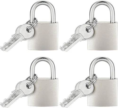 Miniatura 9 de 4 piezas de candados pequeños con llave, candados de chapa, candado de latón sólido con llave, cerraduras de casilleros con las mismas llaves