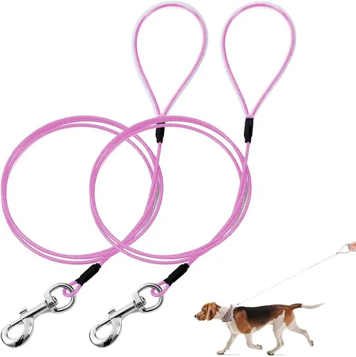 Miniatura 15 de Correa para perro a prueba de masticación Mi Metty, correa de cable metálico de 6 pies, correa resistente hecha de cuerda de alambre recubierta