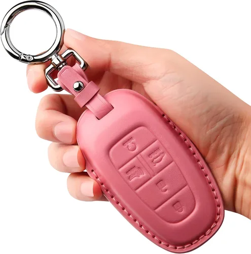 Miniatura 13 de Tukellen Funda para llavero de cuero con llavero compatible con Hyundai Sonata 2020 2021, llave remota Tucson 2022, color negro