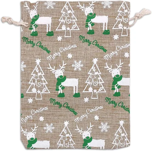 Miniatura 14 de 48 paquetes de 3x4 bolsas de regalo reutilizables de yute y arpillera con cordones (Feliz Navidad, X-Pequeño) - para regalos, favores de fiesta