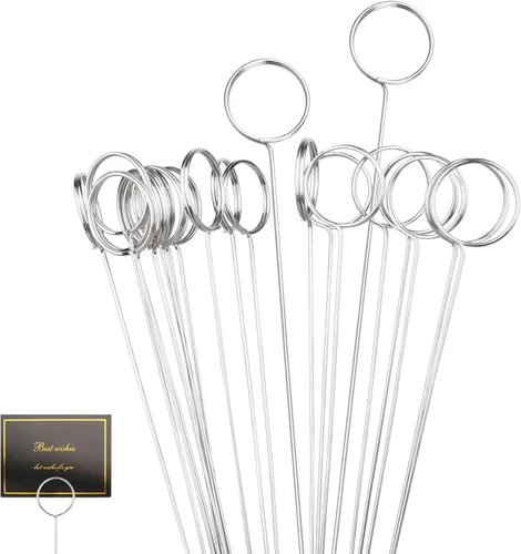 Miniatura 8 de 30 púas florales de alambre de metal de 13 pulgadas de alambre floral para tarjetas, soporte para notas de fotos, soporte para tarjetas de nombre