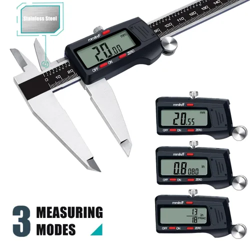 Miniatura 2 de Kynup - Herramienta de micrómetro y pie de rey de 12 pulgadas, calibre digital con acero inoxidable, pantalla LCD grande, función de apagado