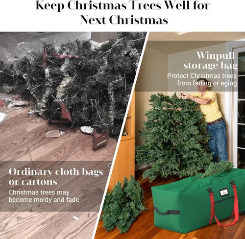Miniatura 6 de Bolsa enrollable de almacenamiento para árbol de Navidad Winpull de 9 pies para árbol artificial, tela Oxford 600D impermeable, bolsa grande