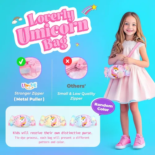 Miniatura 3 de ULOVEME Kit de maquillaje real para niñas con bolso esponjoso, juguete de maquillaje real, no tóxico, lavable, juguetes de Umicorn, regalo