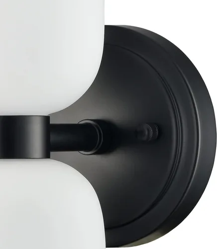 Miniatura 2 de CLAXY Aplique de pared negro moderno de 2 luces de tocador de baño, pantalla de vidrio lechoso para baño, dormitorio, escalera