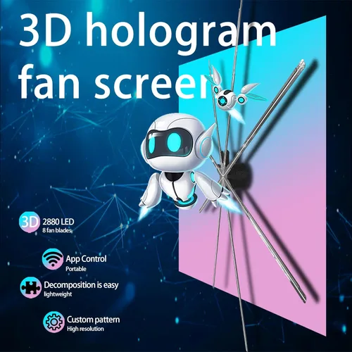 Miniatura 4 de Ventilador de holograma 3D grande de 59.1 in (59 pulgadas) - Pantalla de publicidad comercial, proyector holográfico LED de 8 hojas, control WiFi