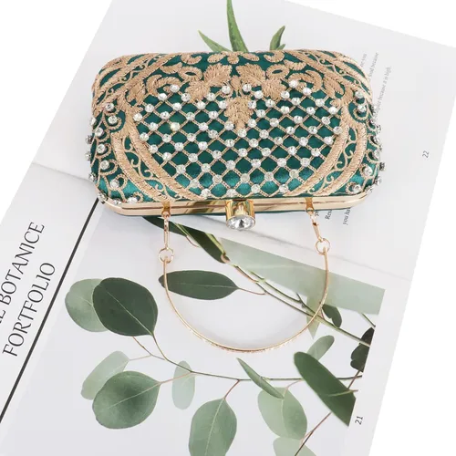 Miniatura 7 de DA BODAN - Bolso de noche para mujer, estilo vintage, con cuentas y lentejuelas y perlas, bolso de hombro para boda, novia, fiesta de graduación