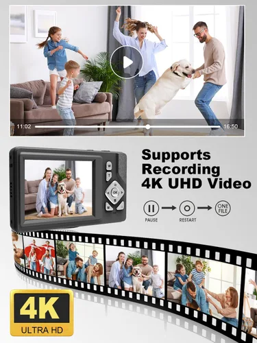 Miniatura 5 de Cámara digital para niños, adolescentes y principiantes – 48MP FHD 1080P, zoom digital 18X antivibración, LCD de 2.83 pulgadas + tarjeta de 32 GB