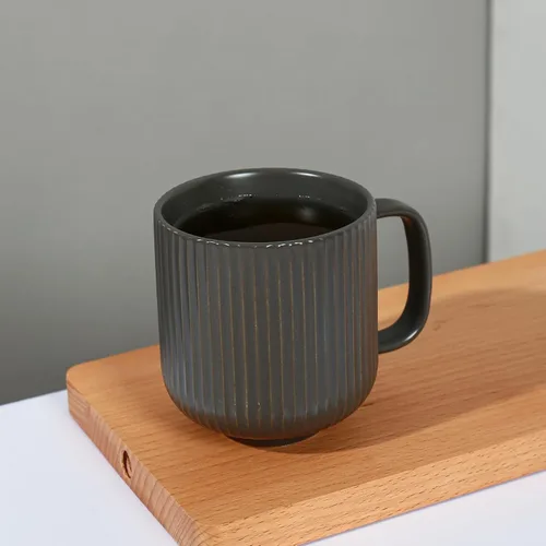 Miniatura 3 de TAIMEI Tazas de café de cerámica, juego de 4 tazas de café grandes de 13 onzas para tazas de coco calientes, café y cacao, taza acanalada vintage