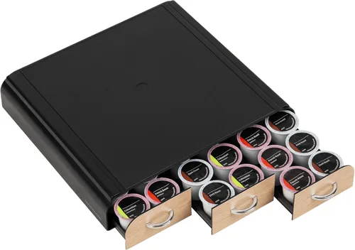 Miniatura 5 de Mind Reader Organizador 'Anchor' de triple cajón para cápsulas Dolce Gusto, CBTL, soporte para cápsulas de café de una sola porción Marrón