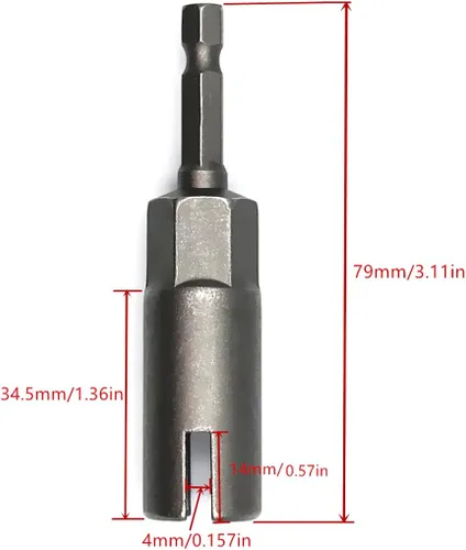 Miniatura 2 de 1 pieza de destornillador profundo de tuerca de ala, 1/4" de vástago hexagonal con ranura para tuerca de ala, herramienta de enchufe de tuerca