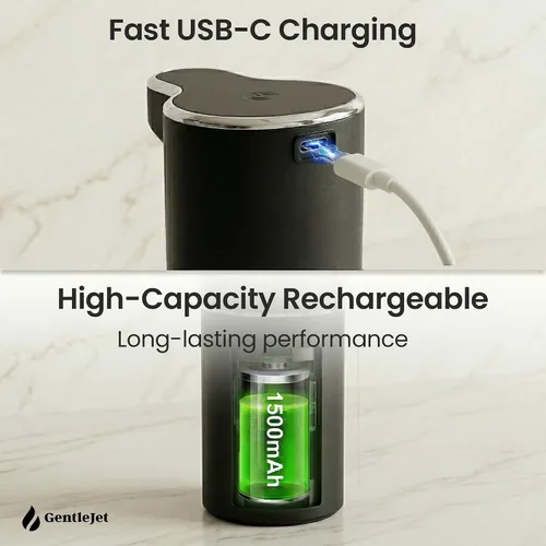Miniatura 7 de GentleJet JetFoam - Dispensador automático de jabón de espuma, sensor sin contacto, recargable USB-C, salida ajustable, IPX5 impermeable, 10.1 fl