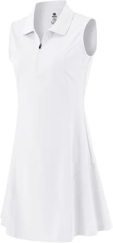 Miniatura 8 de MoFiz Vestido polo de golf para mujer, sin mangas, con cremallera, ligero, de secado rápido, absorbe la humedad, atlético, entrenamiento deportivo