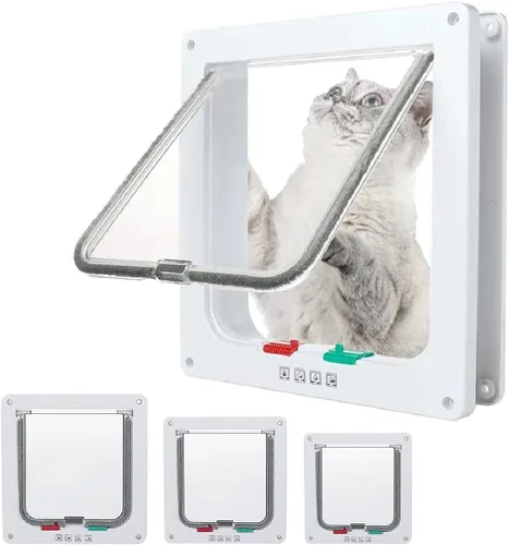 goTeamghjkl - Solapa de puerta de gato (tamaño exterior 9.9 x 9.2 pulgadas), puerta grande con bloqueo de 4 vías para puertas interiores y
