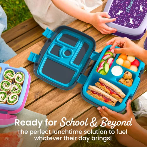 Miniatura 6 de Bentgo Kids Prints - Lonchera de 5 compartimentos estilo bento, a prueba de derrames, porciones de tamaño ideal para niños de 3 a 7 años, duradera