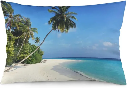 Miniatura 23 de Protector de almohada de playa con palmeras tropicales de 16 x 14 pulgadas, palmeras de playa, paisaje marino costero, decorativo, rectangular