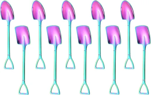 Miniatura 9 de 10 cucharas de pala de acero inoxidable, cucharas de postre reutilizables para café, té, helado, fruta y azúcar pastel