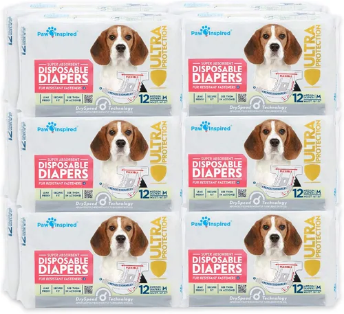 Miniatura 6 de Paw Inspired Pañales desechables para perras Pañales para perros hembra con ultra protección Pañales para perros en celo, que se orinan por