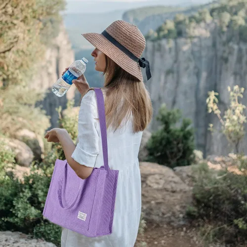 Miniatura 7 de Valleycomfy Bolsos de mano de pana casuales vintage para mujer, bolso cruzado para mujer, bolso de hombro de viaje, bolso ecológico
