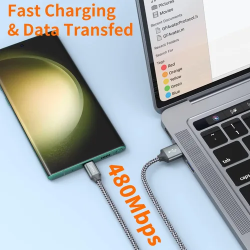 Miniatura 6 de JXMOX Cable de USB C, Carga Rápida de 3 A de USB A a Tipo C (2x 10 pies) Cable Cargador Largo para iPhone 15 16 17 Pro Max, Samsung Galaxy S25 S24