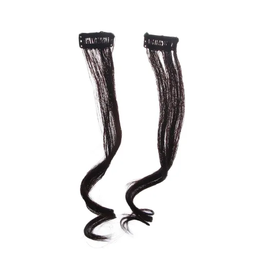 Miniatura 2 de Vctitil Flequillo de pelo falso para mujer, fleco lateral natural, fleco lateral largo, ondulado, rizado, clip en fleco lateral frontal (negro)