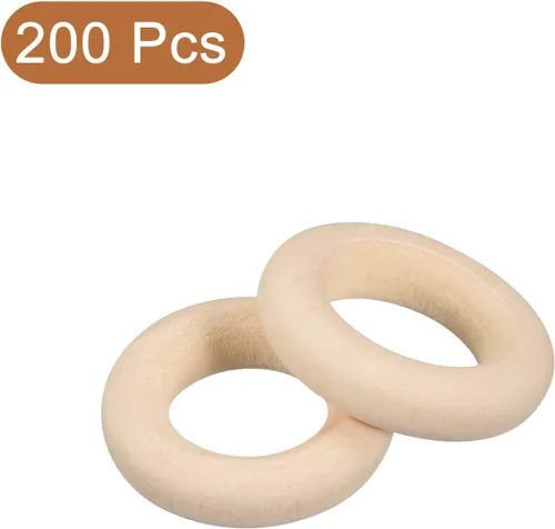Miniatura 3 de uxcell 200 anillos de madera natural de 0.984 in (1 pulgada), círculos de madera lisa sin terminar de 0.236 in de grosor para manualidades, tejer