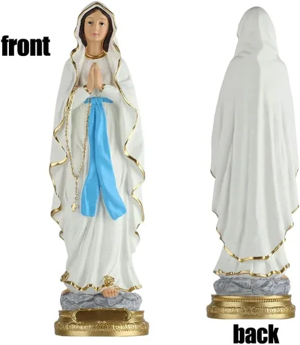Miniatura 4 de QIANLING Estatua de la Virgen de Lourdes, figura católica de la Santísima Madre Bendita de 15.3 pulgadas, estatua religiosa de resina