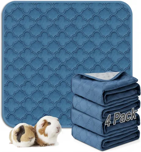 FunFurry Forro lavable para jaula de conejillo de indias, paquete de 4 almohadillas reutilizables y lavables, ropa de cama impermeable para