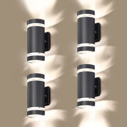 Luces LED de pared para exteriores, arriba y abajo., Negro