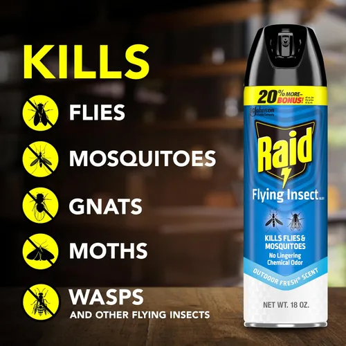 Miniatura 2 de Raid Aerosol para insectos voladores, aroma fresco al aire libre, mata moscas, mosquitos y otros insectos voladores en contacto