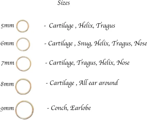 Miniatura 51 de Aretes de aro dorados y plateados para cartílago, nariz, tabique, oreja, hélix, tragus, joyería para mujer, hipoalergénicos, pequeños aros
