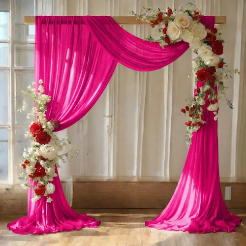 MDS Paquete de 2 paneles de cortina para arco de boda (30 pulgadas de ancho x 30 pies de largo) tela de gasa transparente para boda, ceremonia, Rosa
