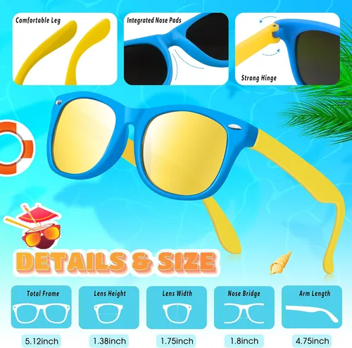 Miniatura 4 de GIFTINBOX Gafas de sol para niños a granel, paquete de 12 lentes de sol para niños con protección UV para niños y niñas, suministros de fiesta