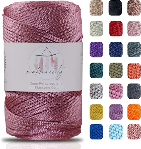Miniatura 55 de Makromecity, 2 carretes de cordón de macramé de poliéster de 2 mm x 250 yardas (750 pies) de 2 mm de cordón de polipropileno para macramé, ideal