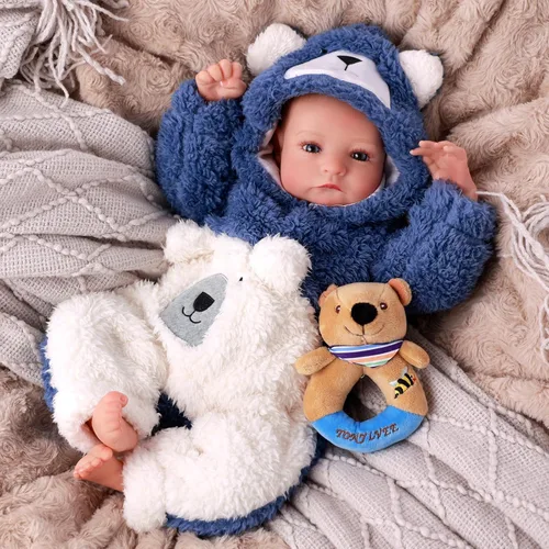 Miniatura 9 de BABESIDE Muñecas Reborn de bebé realistas Niño - Aiden 17 Pulgadas Muñeca de bebé realista hecha a mano de tela suave con cuerpo de silicona recién