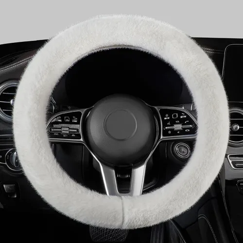 Miniatura 18 de LACDL Fundas mullidas de invierno para volante de automóvil, para mujer, cálida y bonita funda para volante de automóvil para sedán, SUV, súper Negro
