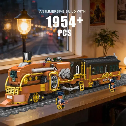 Miniatura 6 de Mould King 12046 Kit de construcción de tren Steampunk, modelo de locomotora RC de 1954 piezas con aplicación y control remoto, tren motorizado