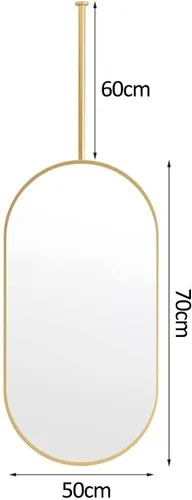 Miniatura 2 de Espejo de pared ovalado con marco de metal dorado, espejo de tocador montado en el techo, espejos decorativos para el hogar o el hotel, espejo